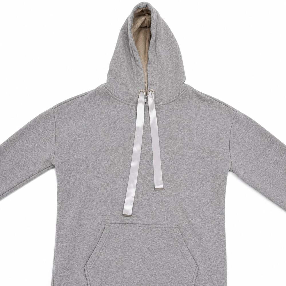 Guess USA Unisex Heather Grey Pullover Hoodie with Ribbon Drawstrings